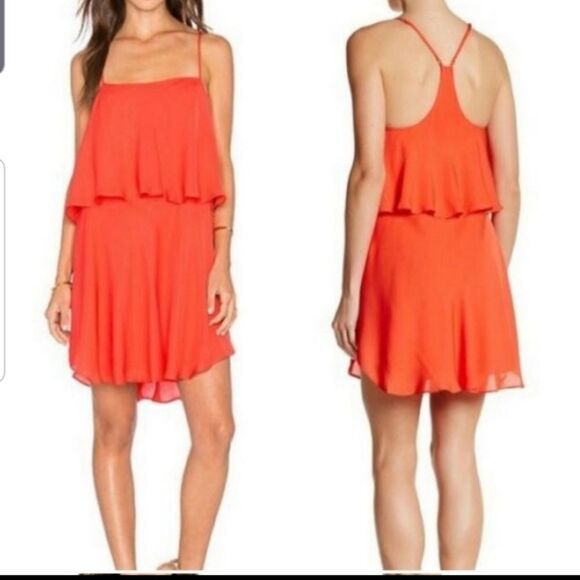 Haute Hippie silk tiered ruffle Racerback mini dre - Picture 1 of 5